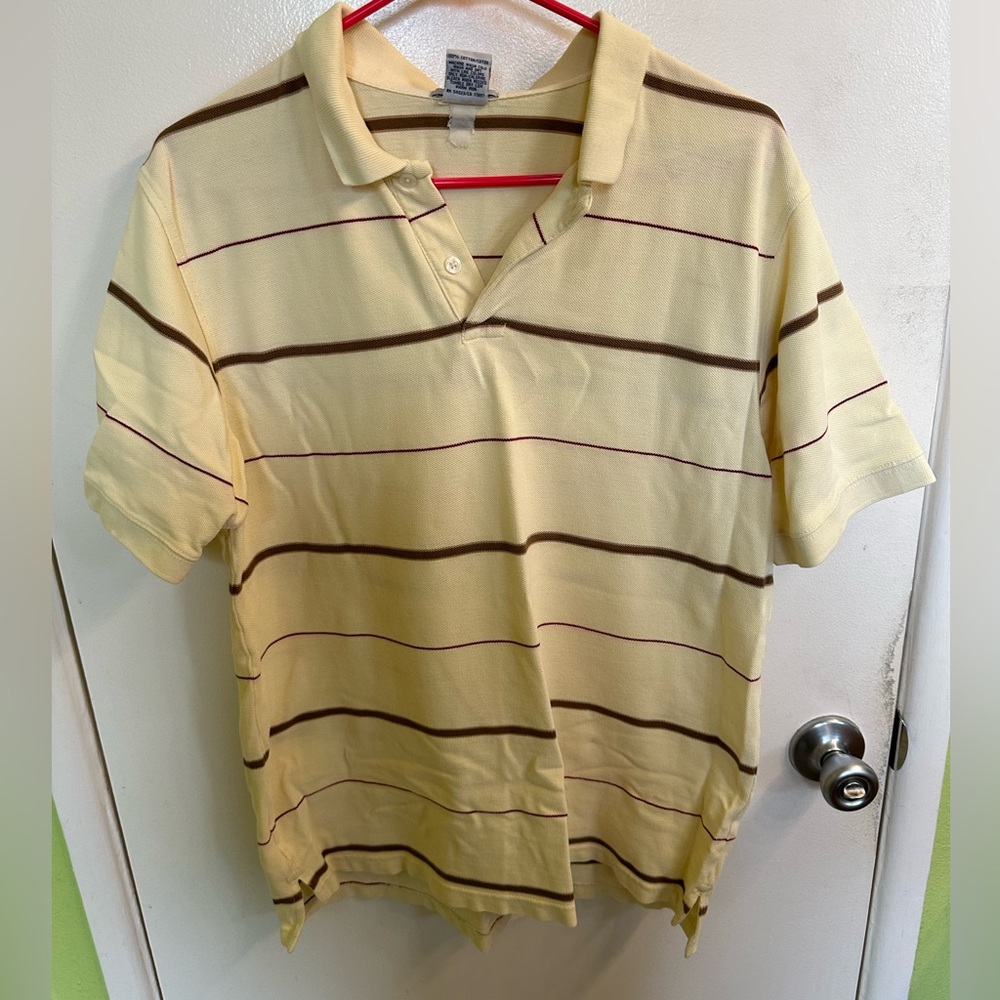Beige Striped Polo Shirt
